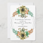 Gelbe und orangefarbene Trauzeugin Einladung (Vorderseite)