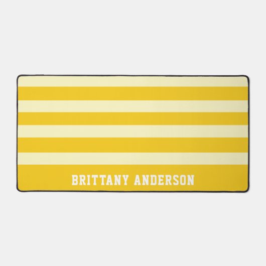 Gelbe und pastellgelbe Streifen Muster Name Schreibtischunterlage (Vorderseite)