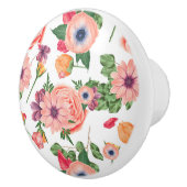 Gelbe und rosa Blume Keramikknauf (Rechts)