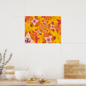 Gelbe und rosa Blumenformen Poster (Küche)