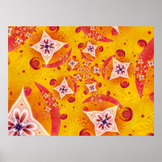 Gelbe und rosa Blumenformen Poster (Vorne)