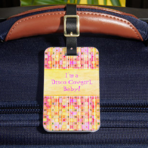 Gelbe und rosa Disco-Cowgirl-Franse Gepäckanhänger