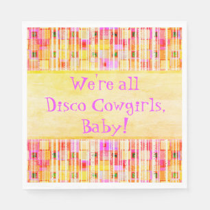 Gelbe und rosa Disco-Cowgirl-Fransen Serviette