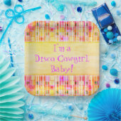 Gelbe und rosa Disco Cowgirl Fringe Pappteller (Party)