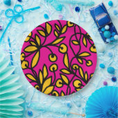 Gelbe und rosa Doodle Pappteller (Party)