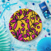 Gelbe und rosa Doodle Pappteller (Party)