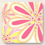 Gelbe und rosa Frühlingsblumen Getränkeuntersetzer (Vorderseite)