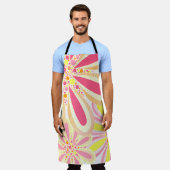 Gelbe und rosa Frühlingsblumen Schürze (Getragen)