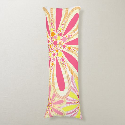 Gelbe und rosa Frühlingsblumen Seitenschläferkissen (Vorderseite Vertikal)