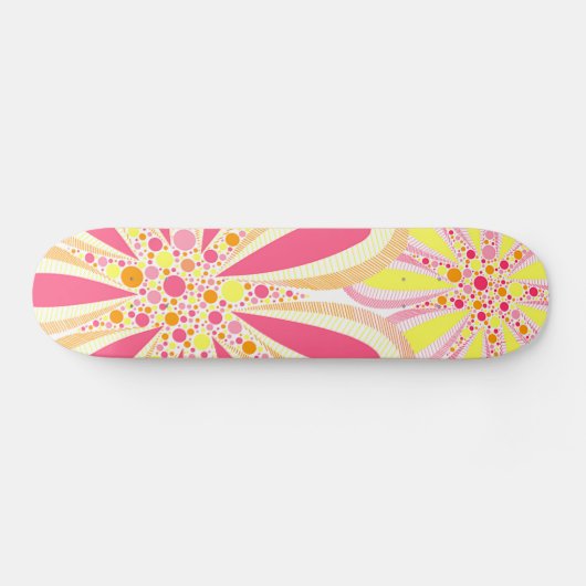 Gelbe und rosa Frühlingsblumen Skateboard (Horizontal)
