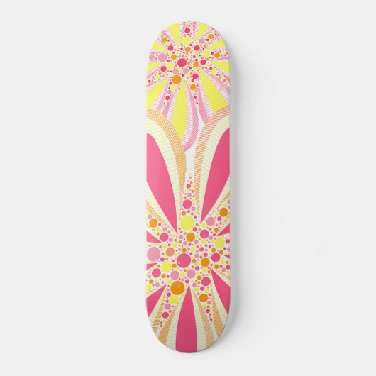 Gelbe und rosa Frühlingsblumen Skateboard (Vorderseite)