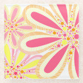 Gelbe und rosa Frühlingssonne Blume Glasuntersetzer (Vorderseite)