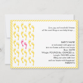 Gelbe und rosa Fußabdrücke Kinderankündigung Ankündigung