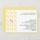 Gelbe und rosa Fußabdrücke Kinderankündigung Ankündigung (Vorne/Hinten)