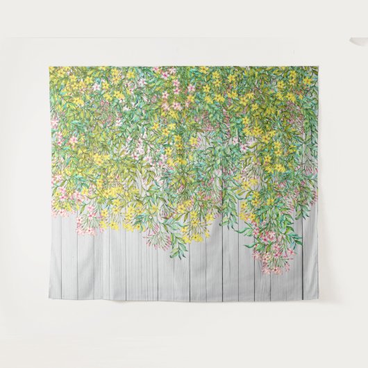 Gelbe und rosa JasminTapestation Wandteppich (Vorderseite (Horizontal))