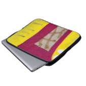 Gelbe und rosa Mauer Laptopschutzhülle (Vorne Knopf)