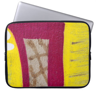 Gelbe und rosa Mauer Laptopschutzhülle