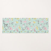 Gelbe und rosa Meerjungfrau-Muster auf Minze Yogamatte (Vorderseite (Horizontal))
