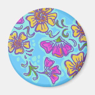 Gelbe und rosa Mehndi Blumen Magnet