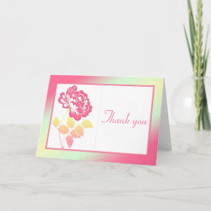 Gelbe und rosa Pfingstrose auf weißer Dankeskarte