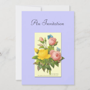 Gelbe und rosa Rosen botanische benutzerdefinierte Einladung
