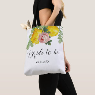 Gelbe und rosa Rosen Braut-to-be  Tasche