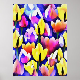 Gelbe und rosa Tulpen Farben Frühlingskunst Poster