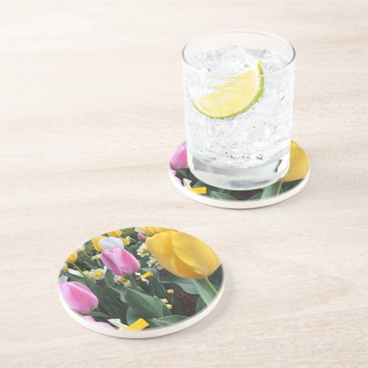 Gelbe und rosa Tulpen Untersetzer (Seite)