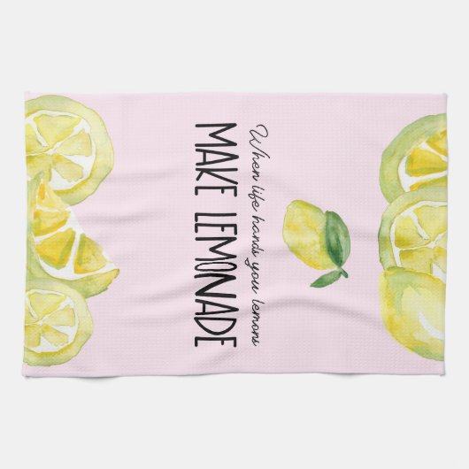 Gelbe und rosa Zitronen Geschirrtuch (Horizontal)