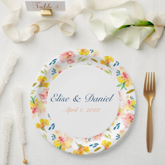 Gelbe und rosafarbene Teller (Hochzeit)