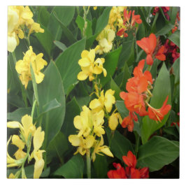 Gelbe und rote Blume Fliese