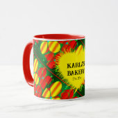 Gelbe und rote Blume mit grüner Tasse (Vorderseite Links)