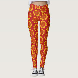 Gelbe und rote Blume niedliche Blumenmuster Leggings