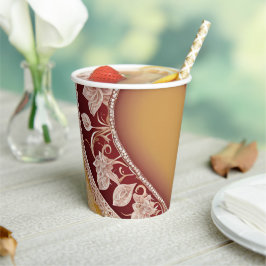 Gelbe und rote Blumenmuster AI-Kunst Pappbecher