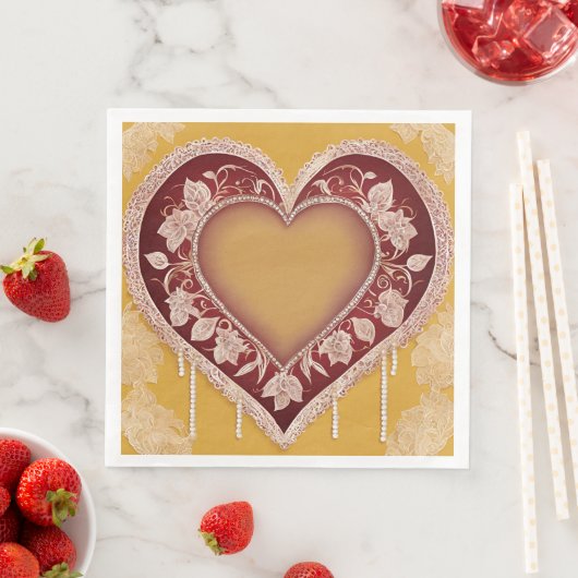 Gelbe und rote Blumenmuster AI-Kunst Serviette (Beispiel)