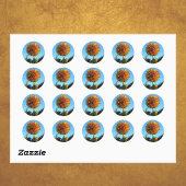 Gelbe und rote Dahlia-Aufkleber Runder Aufkleber