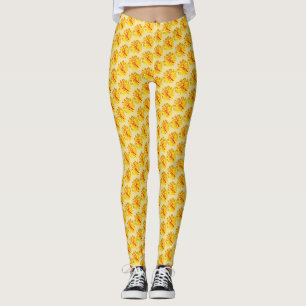Gelbe und rote Dahlienblumen Sommer Leggings