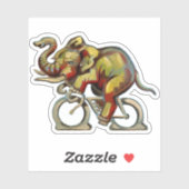 Gelbe und rote Elefanten Fahrradfahren Aufkleber (Blatt)