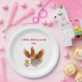 Gelbe und rote Farmtier-Babyshower Pappteller (Party)