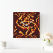 Gelbe und rote Flecken verschwommen mit Defekten Quadratische Wanduhr (Zuhause)