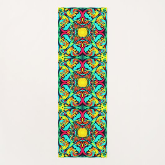 Gelbe und rote Gemusterte Yogamatze Yogamatte (Vorderseite)