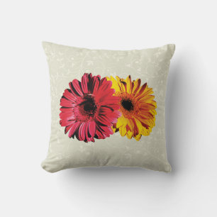 Gelbe und rote Gerbera Kissen