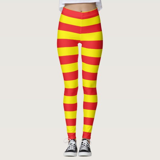 Gelbe und rote horizontale Streifen Leggings (Vorderseite)