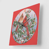 Gelbe und rote Kardinal in einem Baum Quadratische Wanduhr (Winkel)