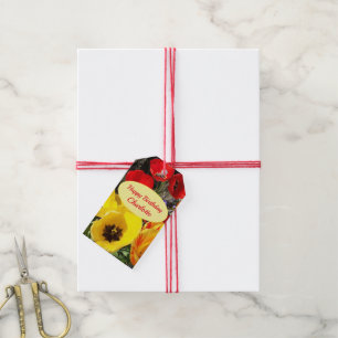 Gelbe und rote Tulips Geburtstagsgeschenk Tag Geschenkanhänger