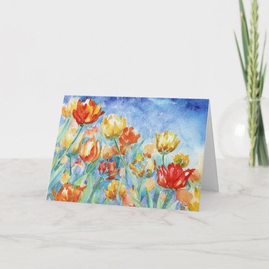 Gelbe und rote Tulips-Leere Notecard Dankeskarte (Vorderseite)