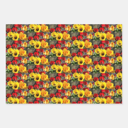Gelbe und rote Tulissen Geschenkpapier Set (Vorderseite 2)