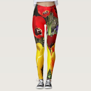 Gelbe und rote Tulissen Leggings