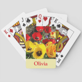 Gelbe und rote Tulissen Spielkarten