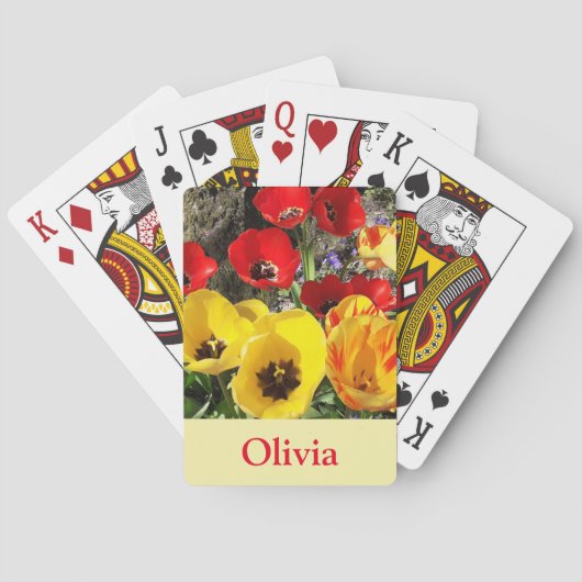 Gelbe und rote Tulissen Spielkarten (Rückseite)